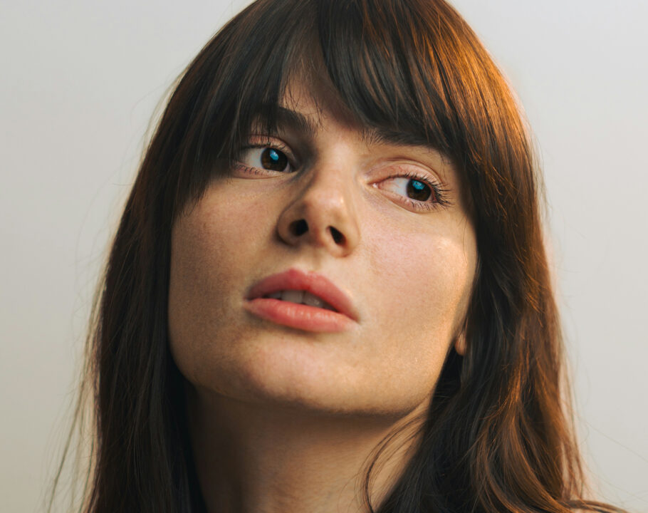 portrait of young woman with dark bangs