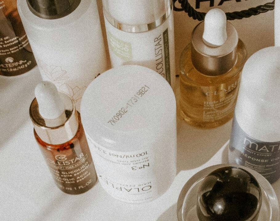 various beauty products on countertop