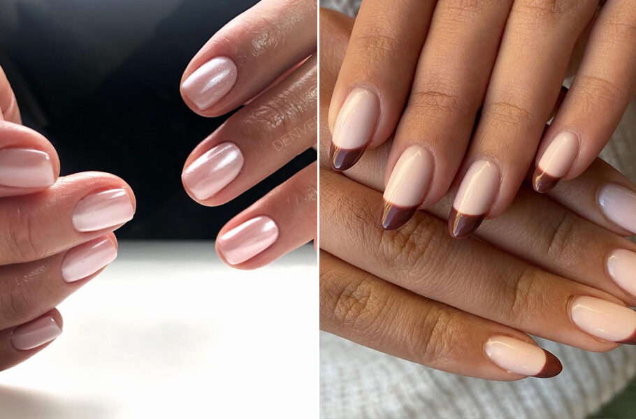 side by side images of manicured hands