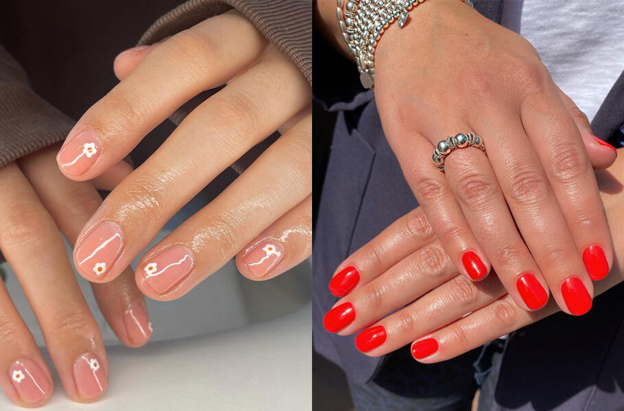 side by side images of manicure hands